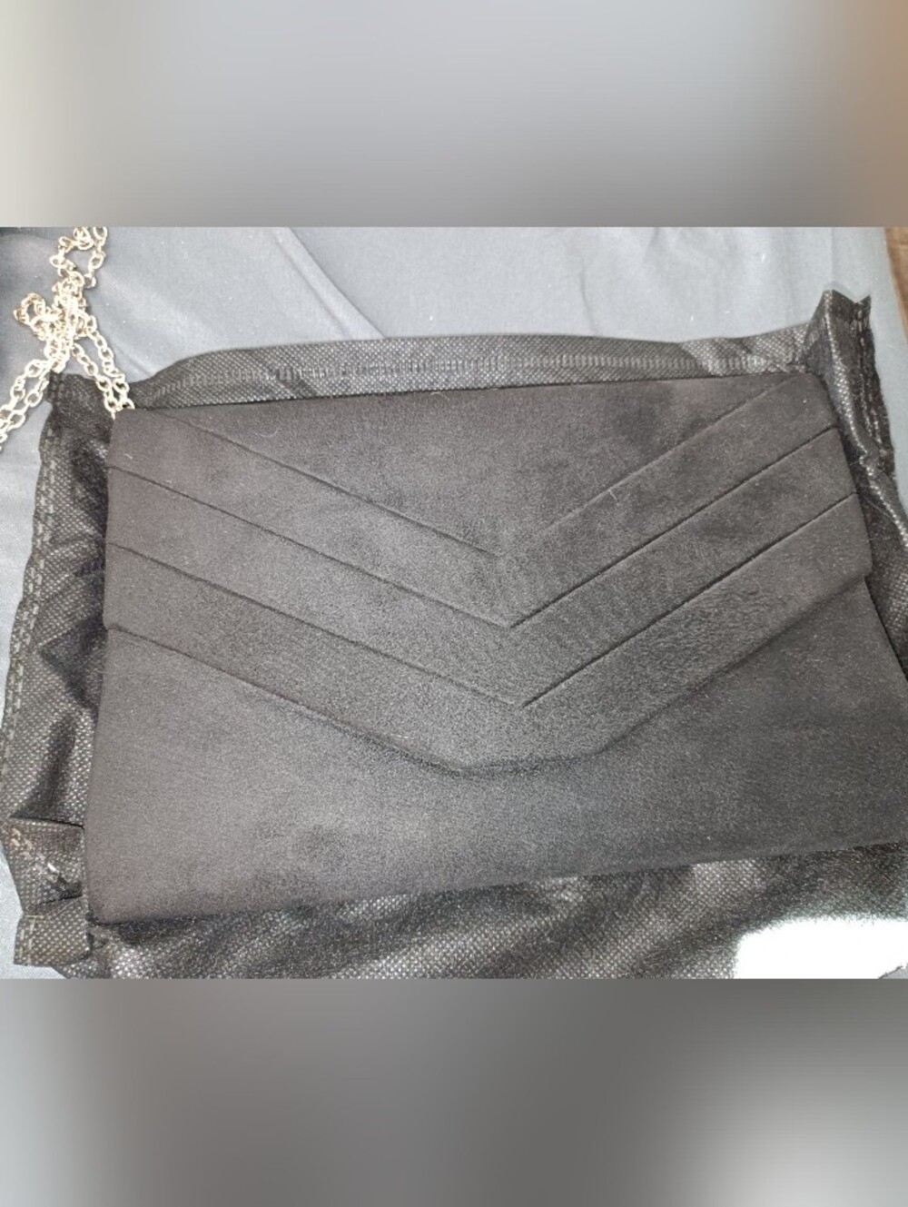 Black Suede Chevron Clutch